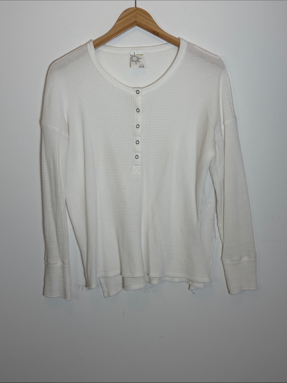 OFFLINE by Aerie Waffle Knit Henley Long Sleeve Top White XS